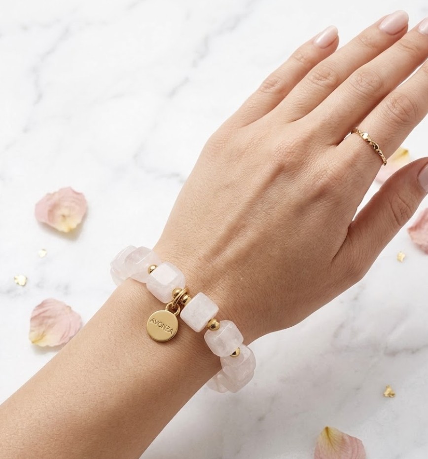 🤍 Pulsera de Cuarzo Blanco Cúbico foto 3