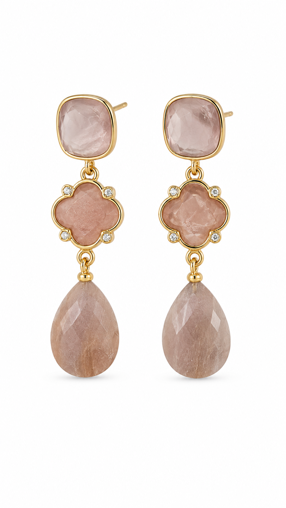 💖 Aretes con Cuarzo Rosa