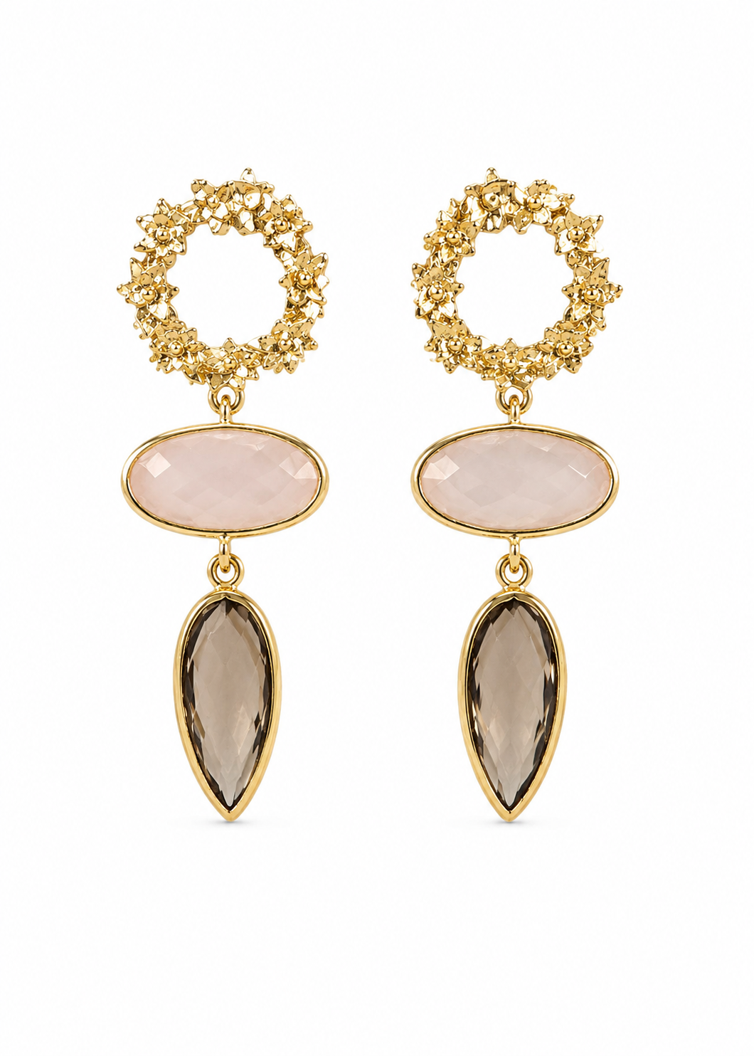 💖🌸 Aretes con Piedras de Cuarzo Rosa