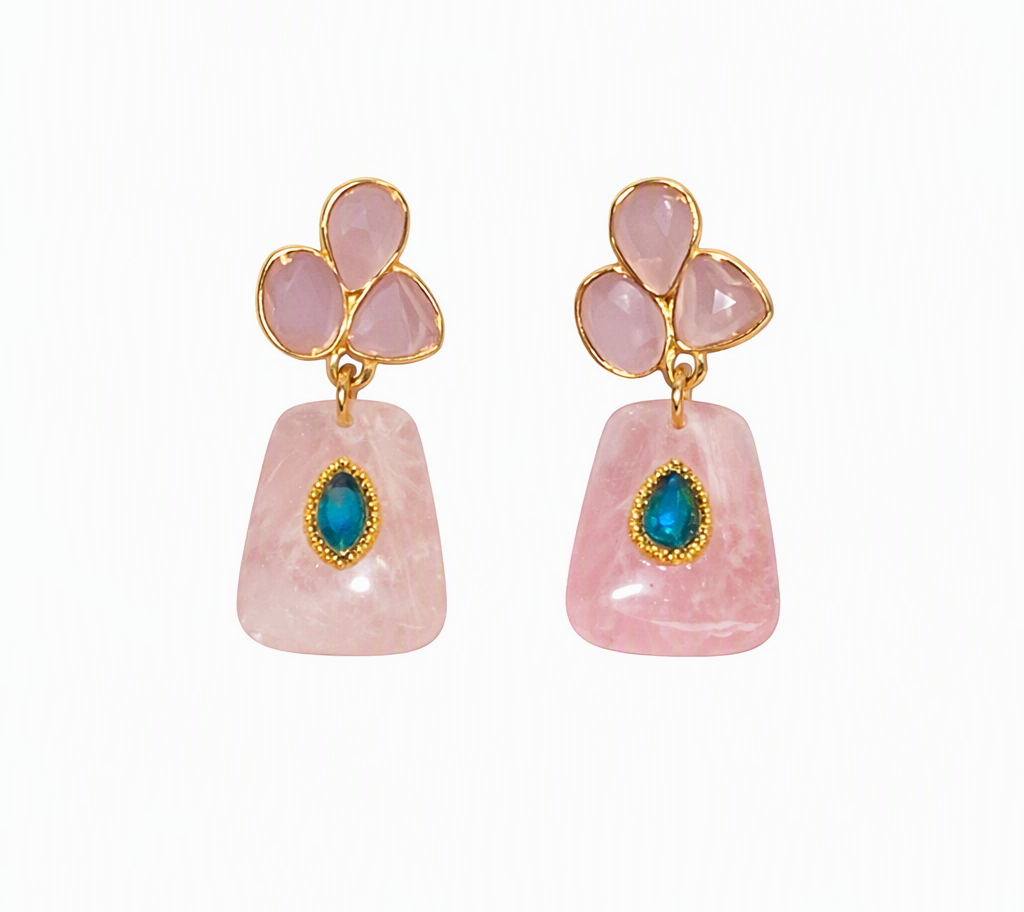 ✨ Aretes de Cuarzo Rosa y Azul Celeste o Violeta