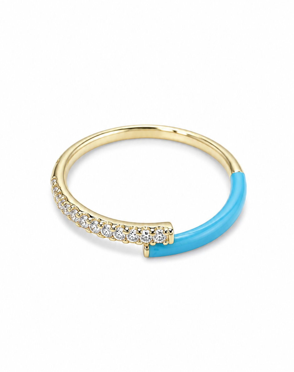 💍 Anillo Plata .925 con Baño de Rodio Dorado y Circonias