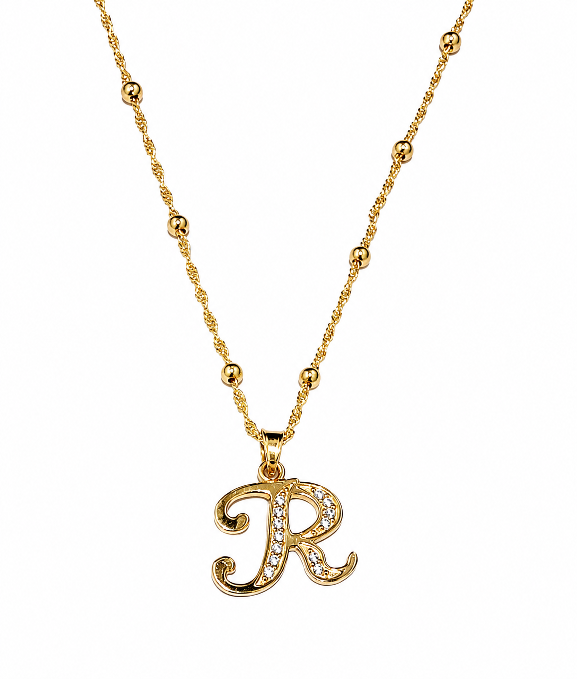 ✨ Collar Iniciales con Circonias – Chapa de Oro 14K ✨